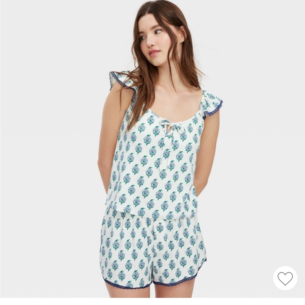 NWT Roller Rabbit x Target Bouquet Pointelle Tank Top and Shorts Pajama Set Blue